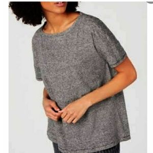 EILEEN FISHER HEMP ORGANIC COTTON STRIPE BATEAU NECK JERSEY KNIT T-SHIRT TOP
